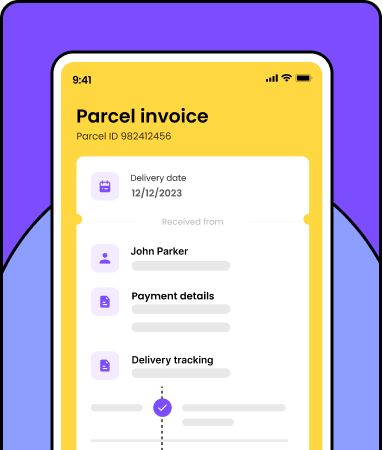 Delivery app screen depicting a parcel delivery tracking