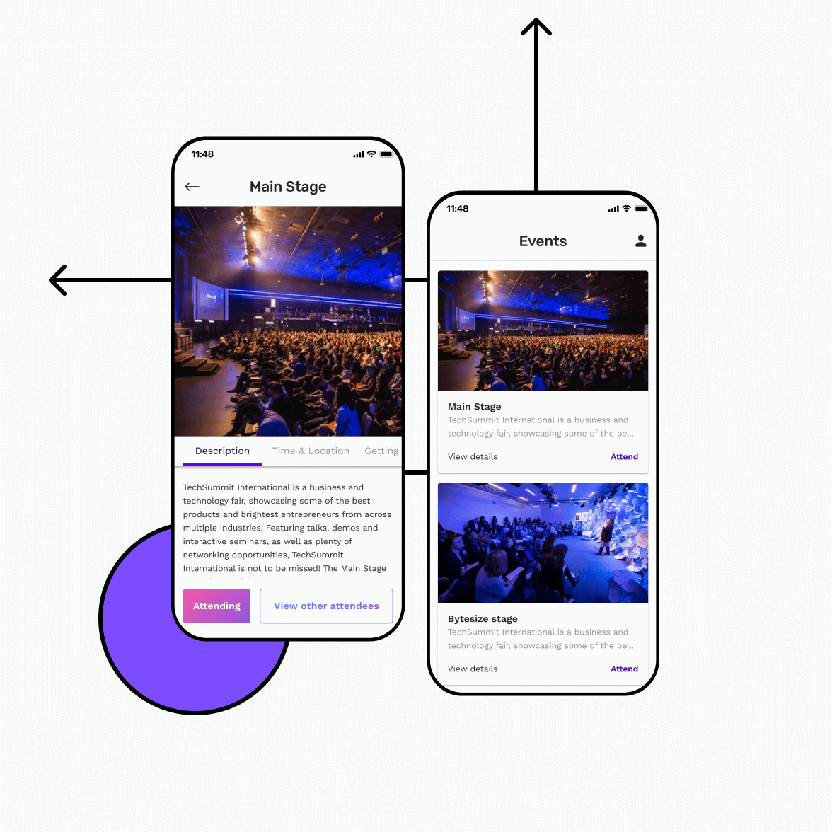 Event app with vent listings