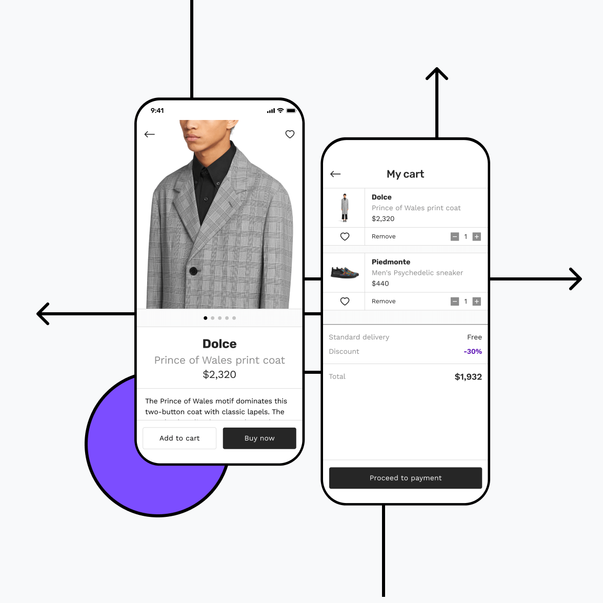 Fashion store app with shopping cart