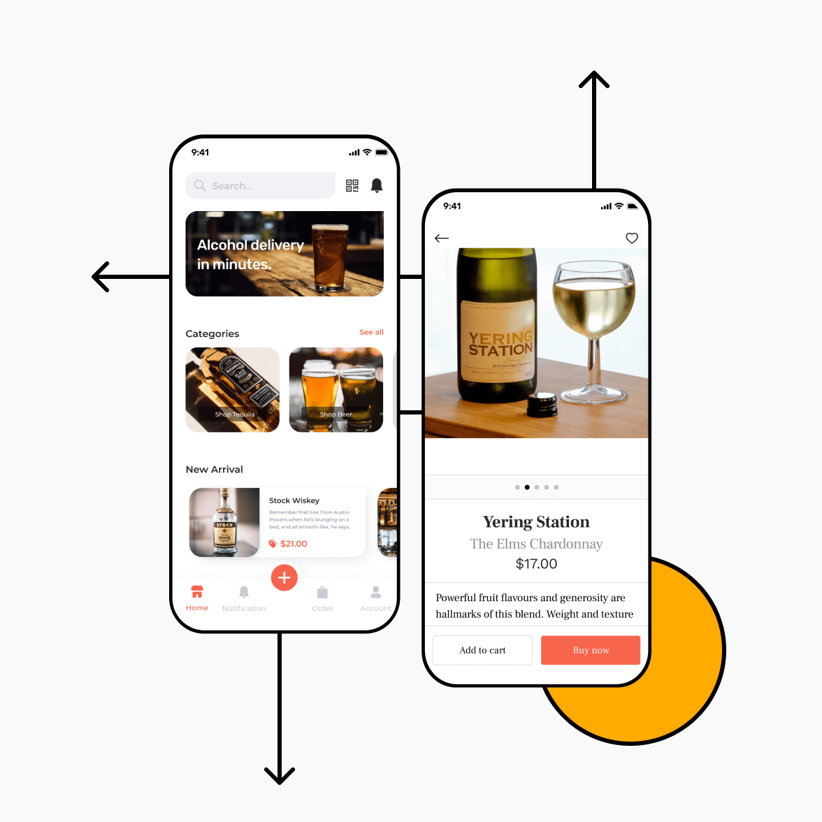 Liquor delivery app screens product details