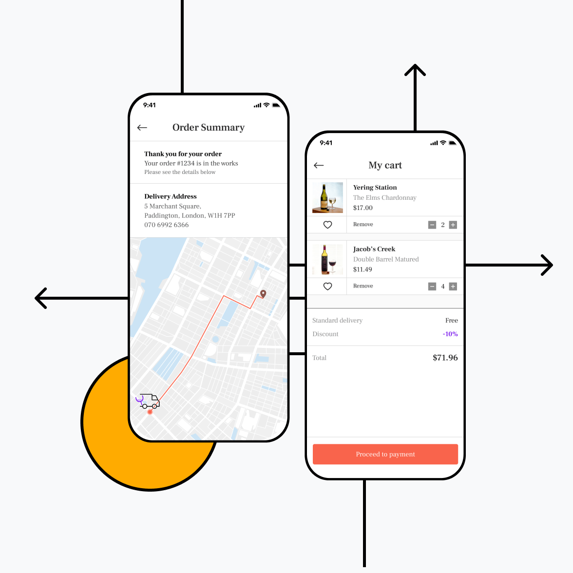 Liquor delivery app with shopping cart
