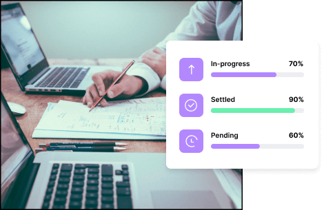 A concept of wholesale billing software highlighting a dashboard with an executive working in the background