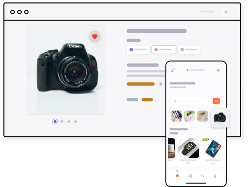 A concept of PWA for ecommerce businesses displaying desktop and mobile screens