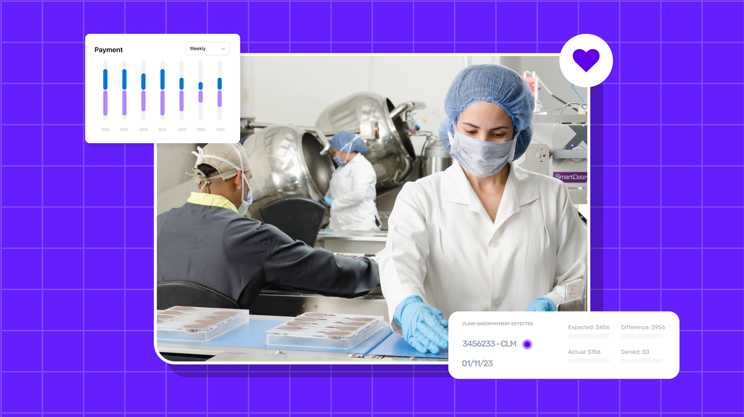 A concept of revenue cycle management depicting healthcare workers working in a medical lab