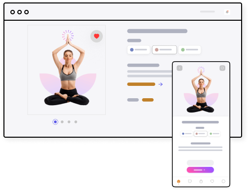 A concept of utility PWA for yoga studio displaying yoga poses on desktop and mobile screen