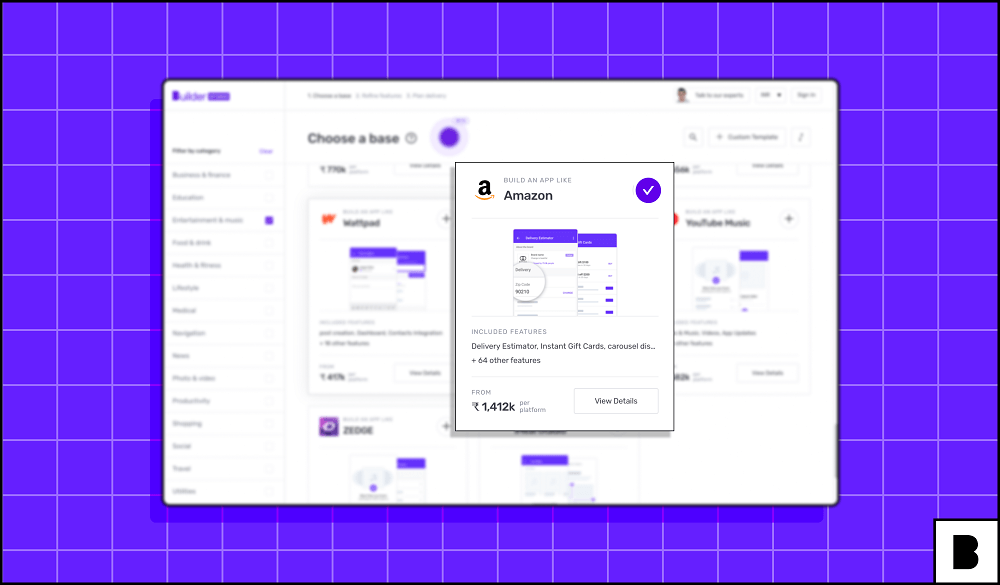 Amazon.com as your base template for building a marketplace app with Builder Studio