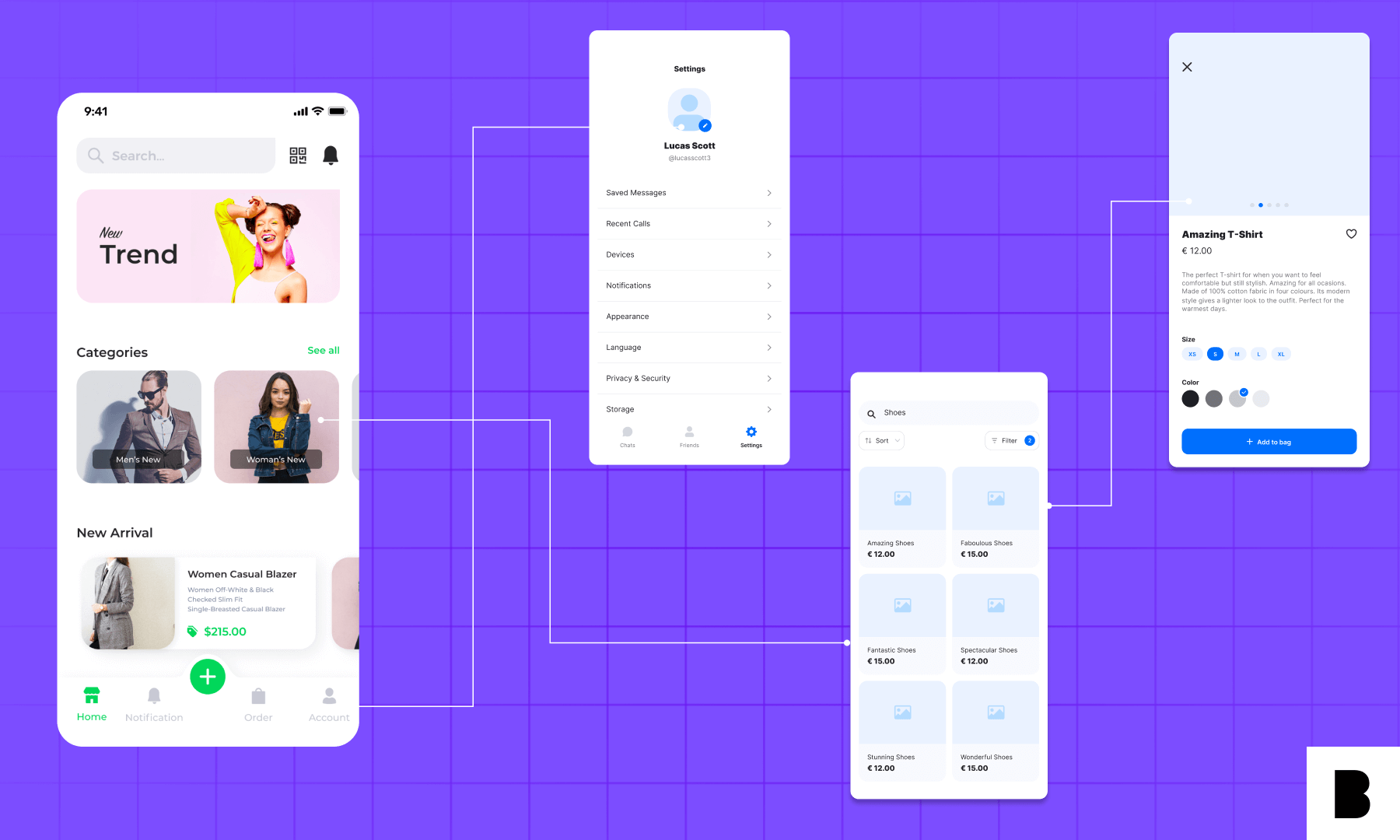 An app prototyping illustration for ecommerce app