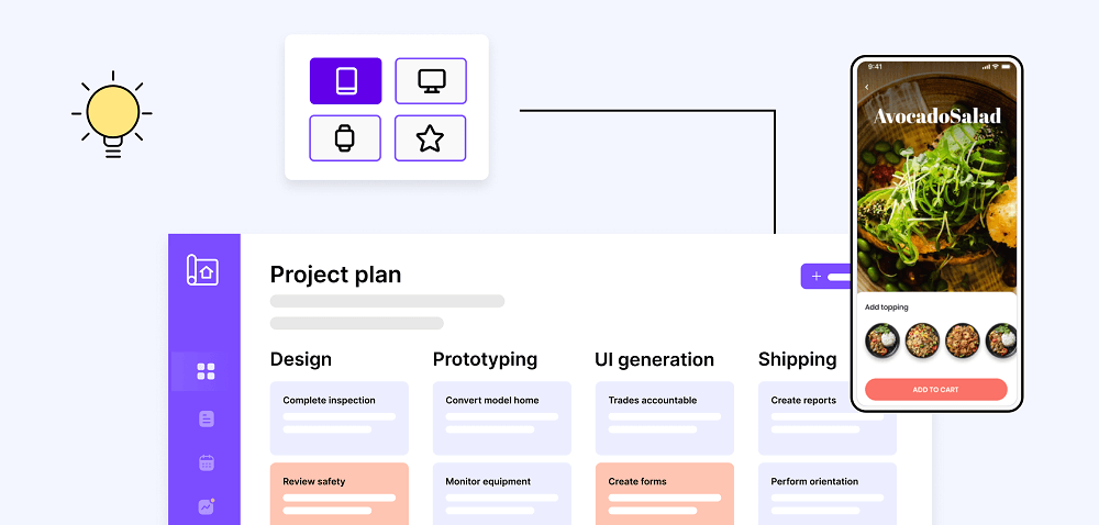 App prototyping concept with an application builder