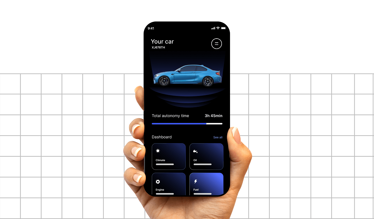 automobile app screen