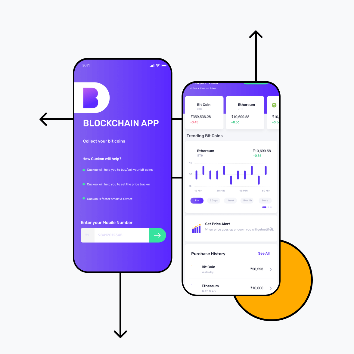 Blockchain app screens