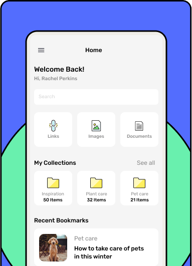 Bookmarking app screen