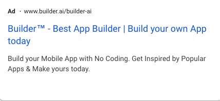 Builder.ai Google CPC ad copy