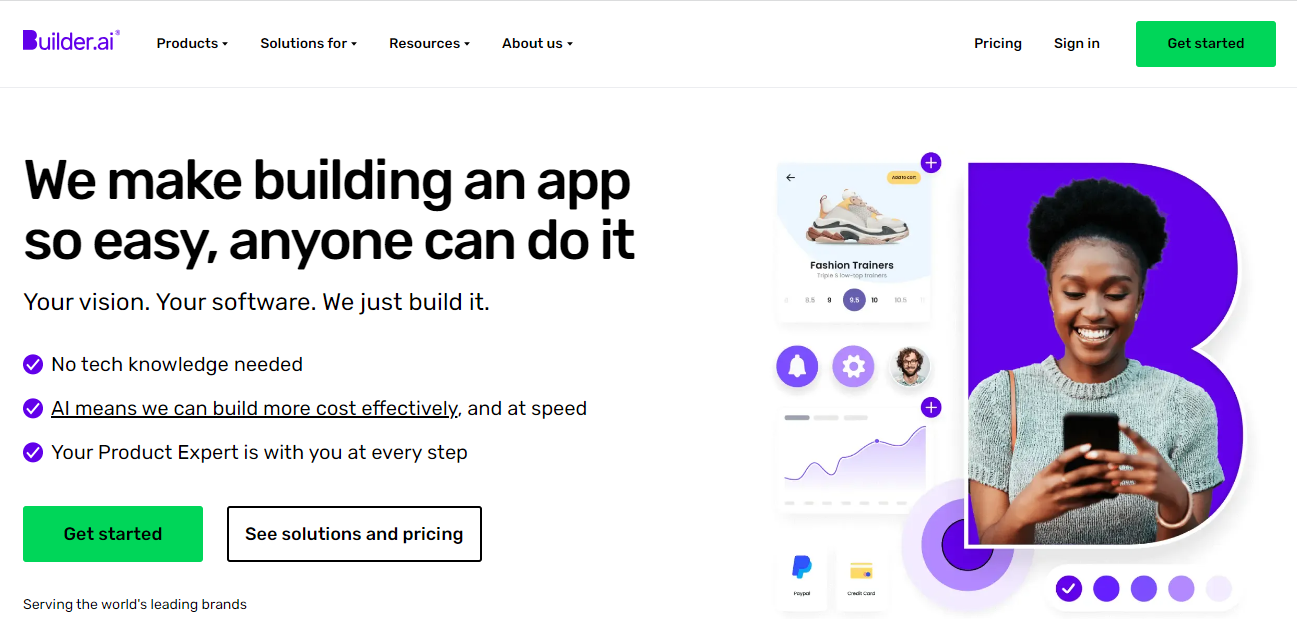 Builder.ai website home page screen