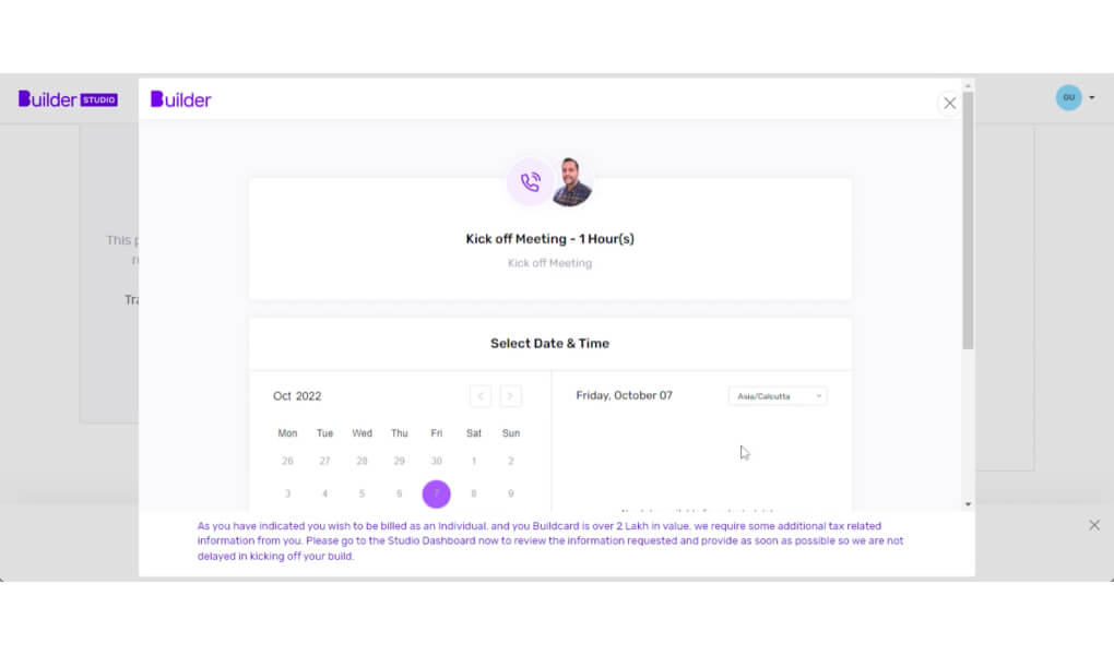 Builder Studio product expert dashboard screen