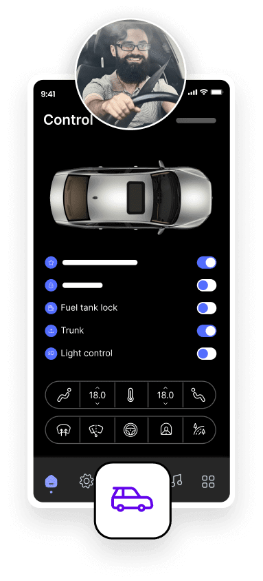 Car driving app screen