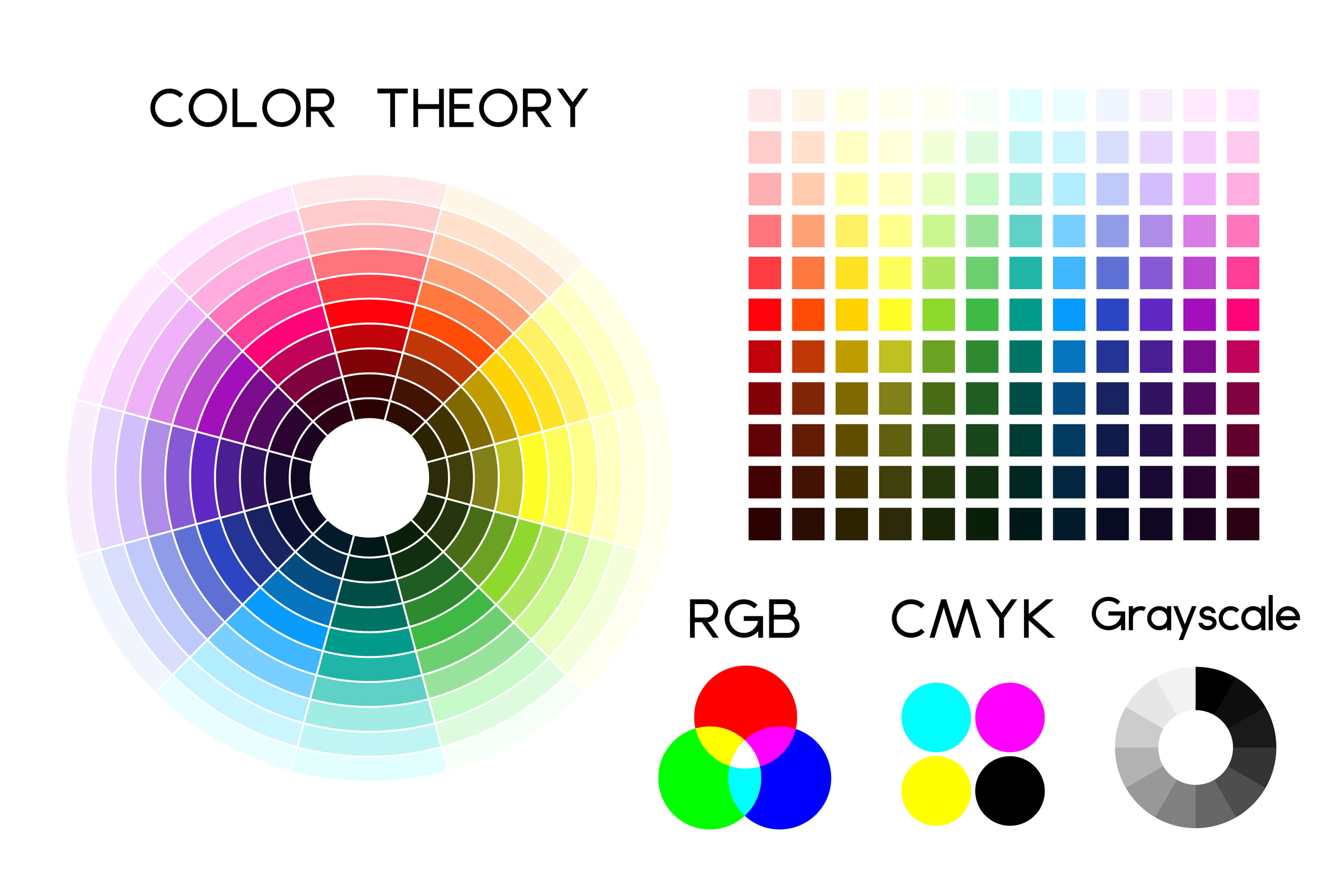 Color palette wheel depicting different colors and combinations