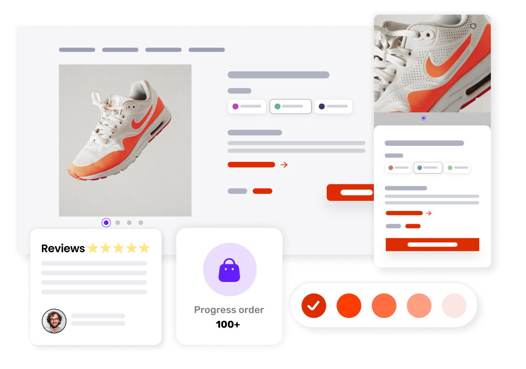 A concept of an online store selling a shoe