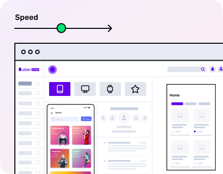 A concept of speedy event app development with Builder Studio, highlighting Builder Studio dashboard