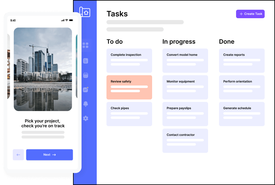 Construction management software dashboard