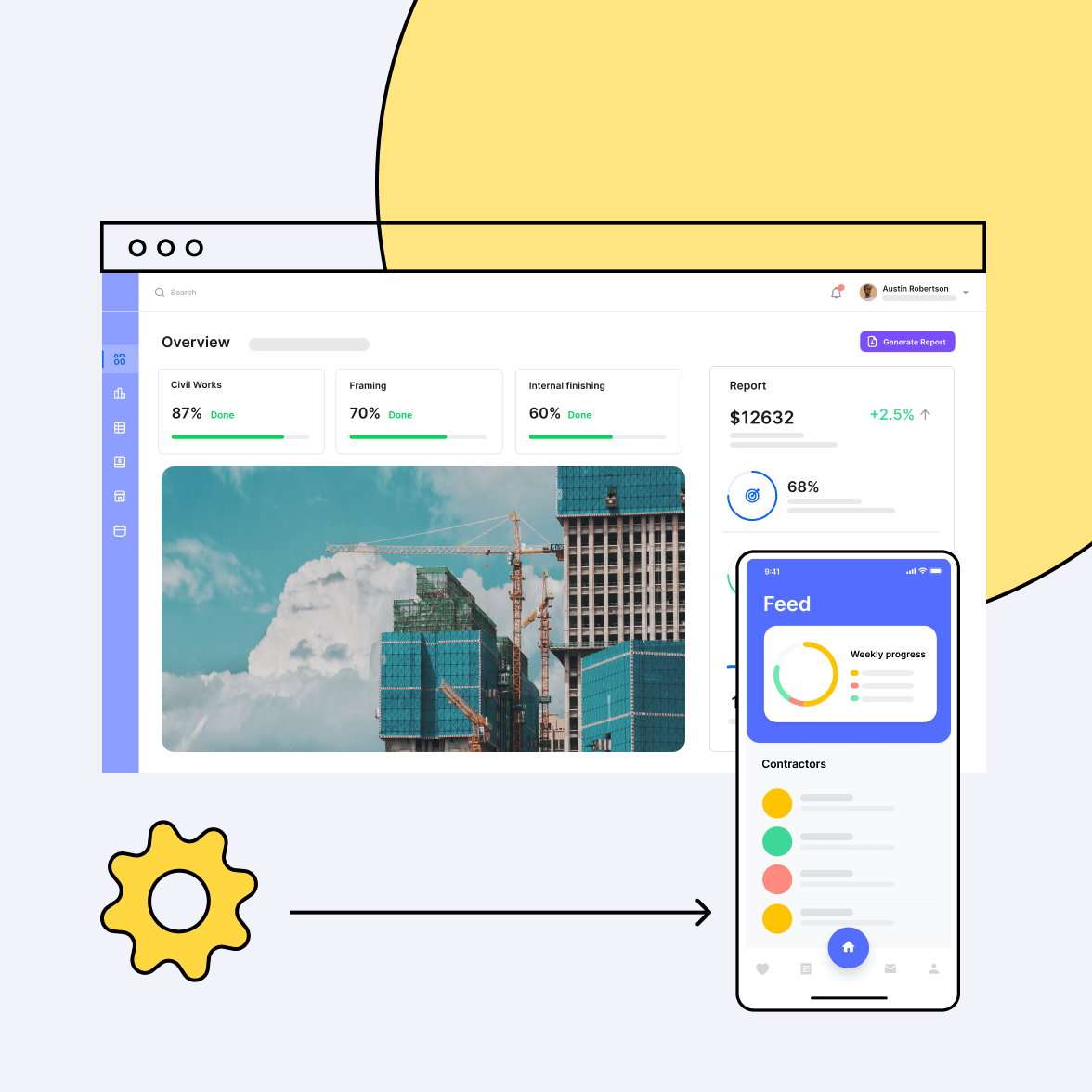 Construction management software dashboard