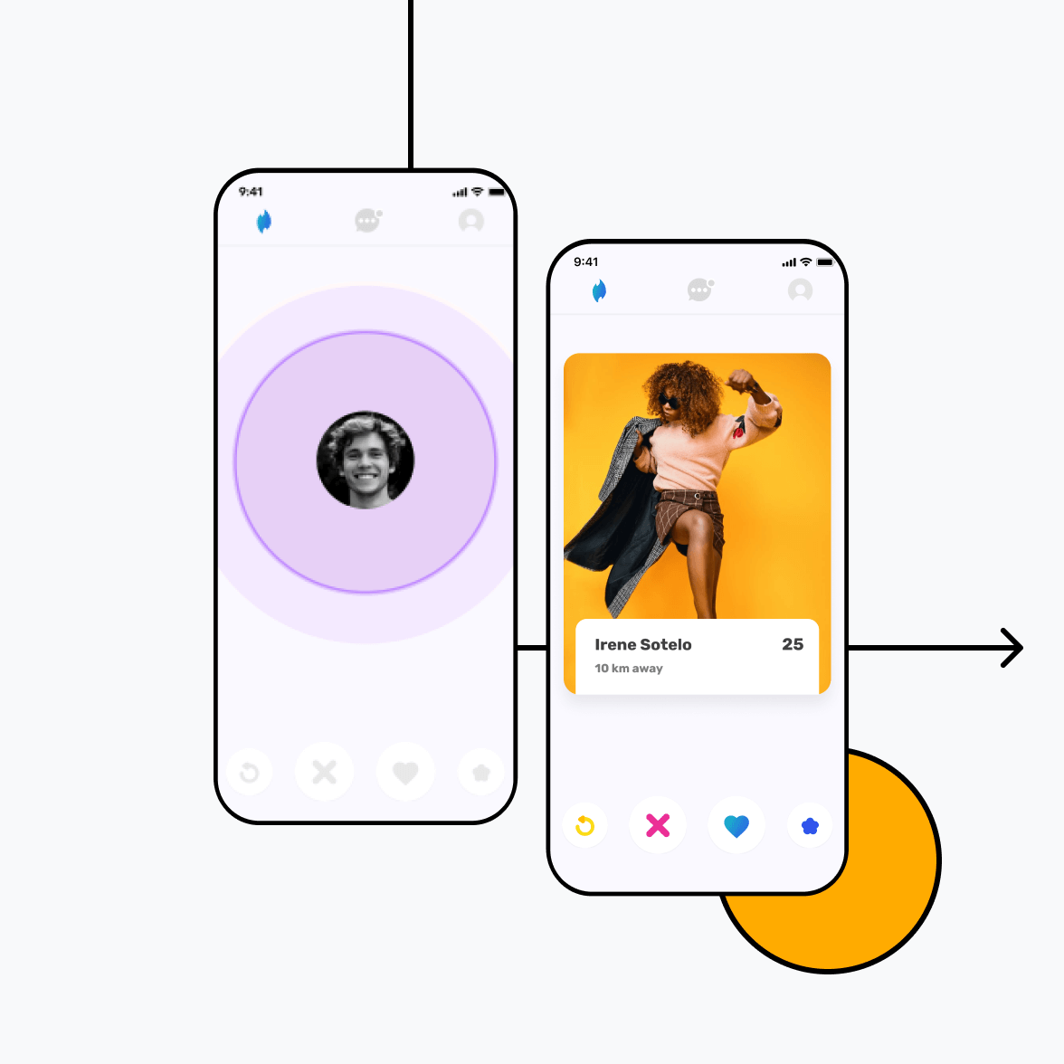 Dating app with profile swipe