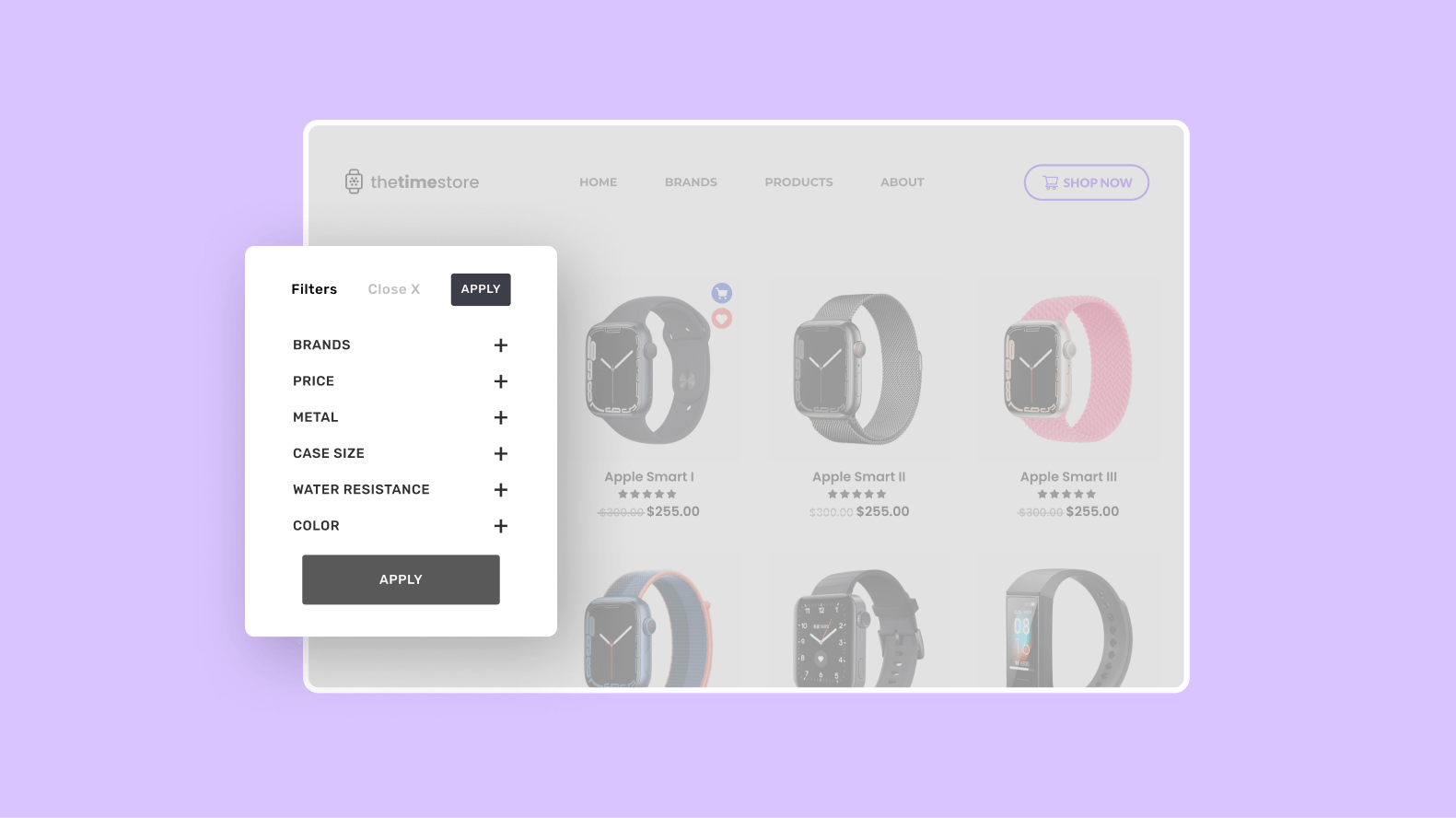 Ecommerce storefront highlighting product filters