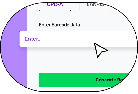 A form to generate a barcode highlighting a form field to enter barcode data
