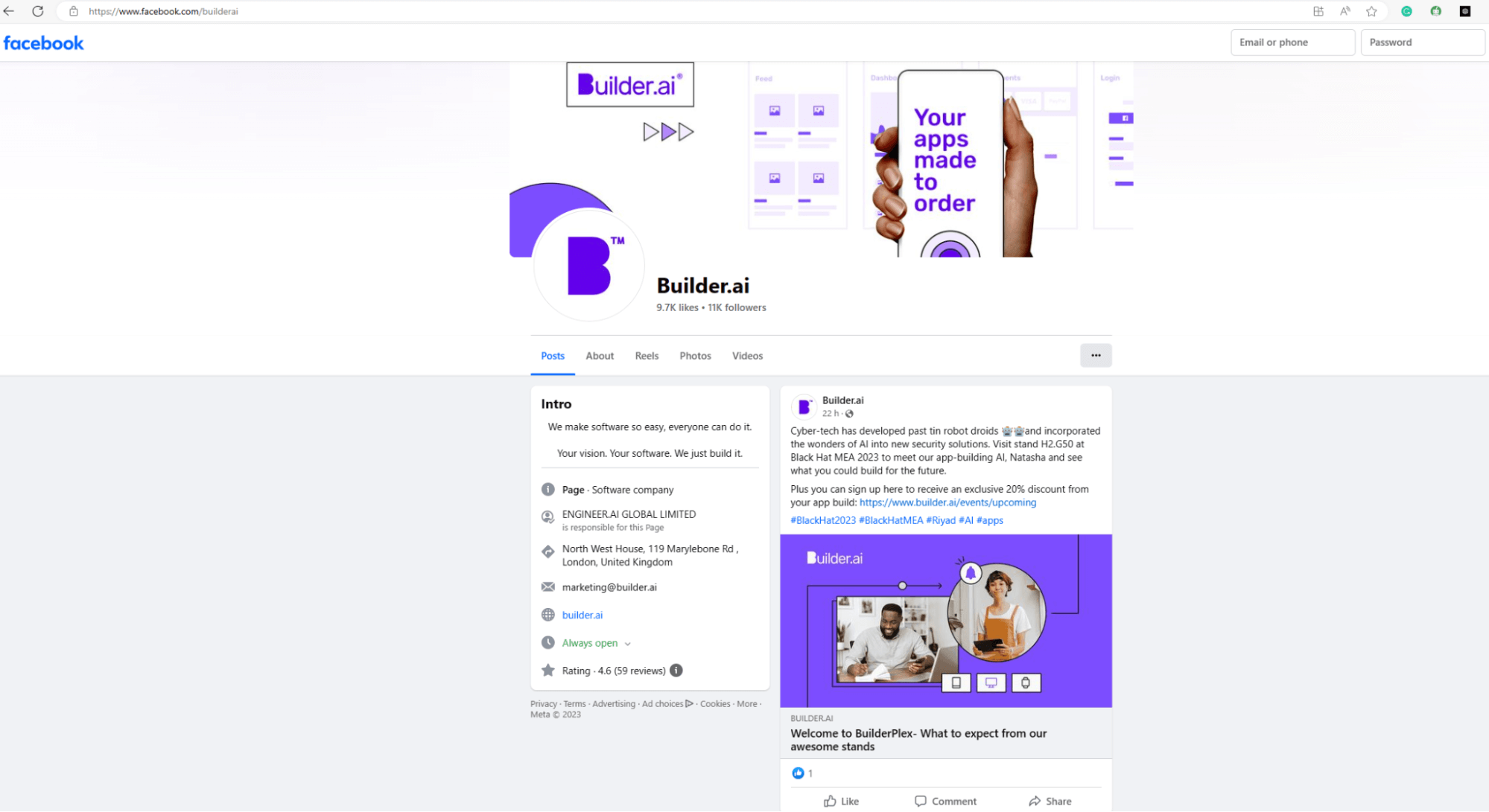 Builder.ai facebook