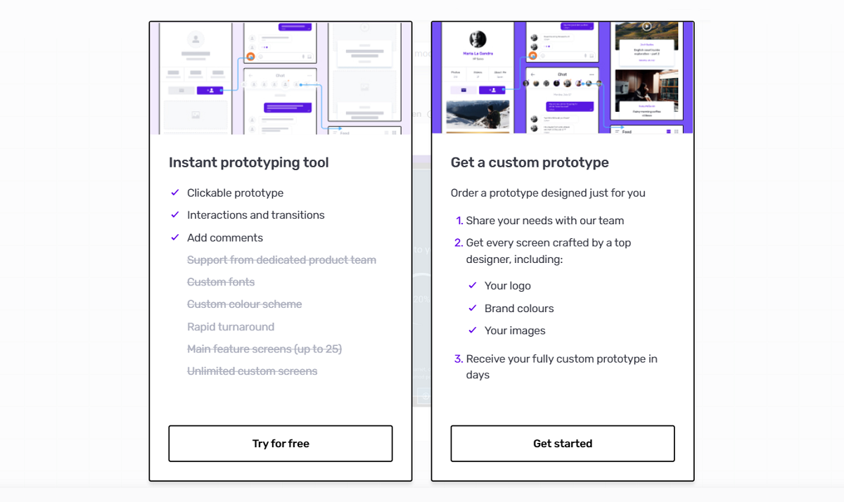 Features of an instant prototyping tool and custom made prototypes