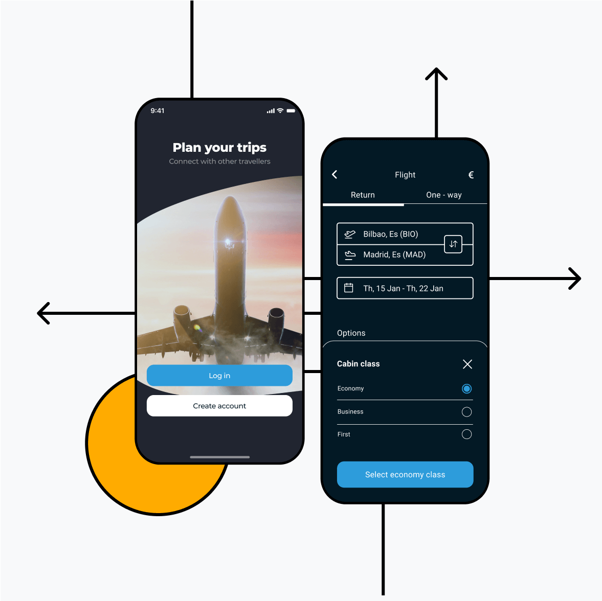 Itinerary app with login screen