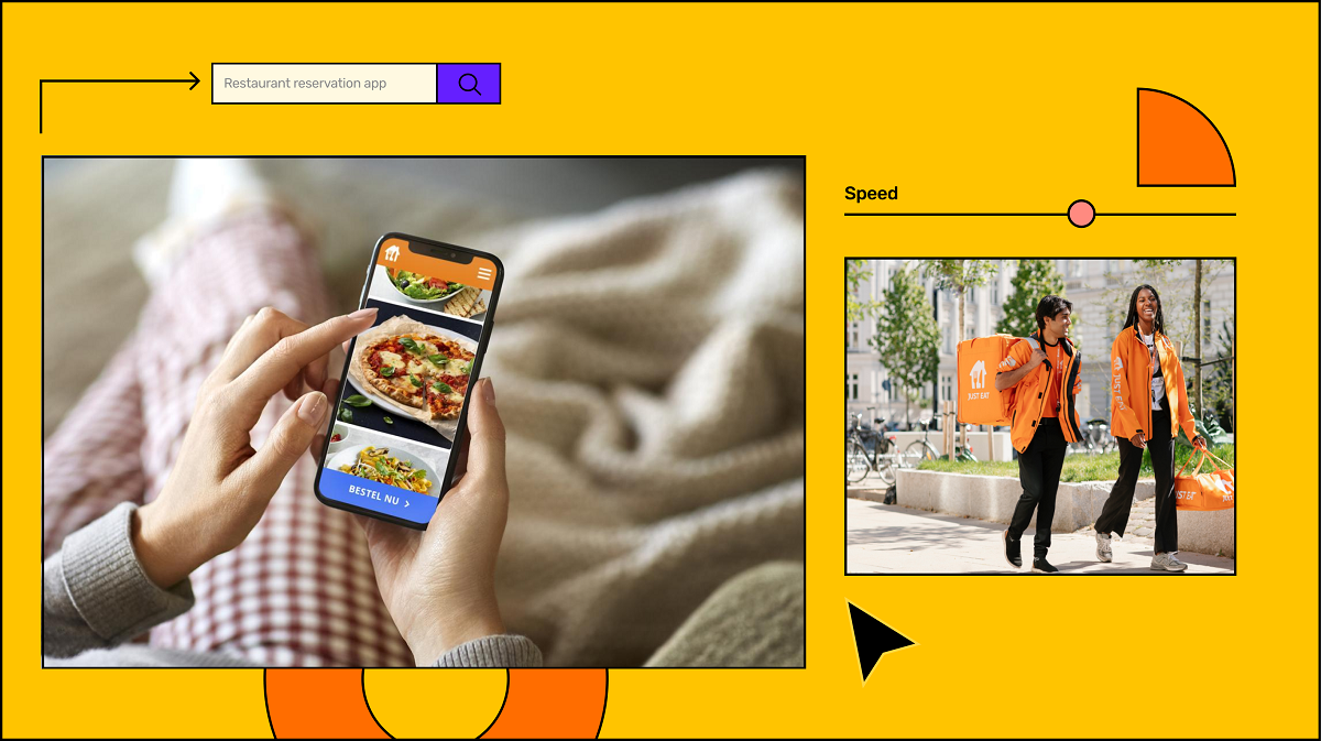 Food app screen with a food delivery boy