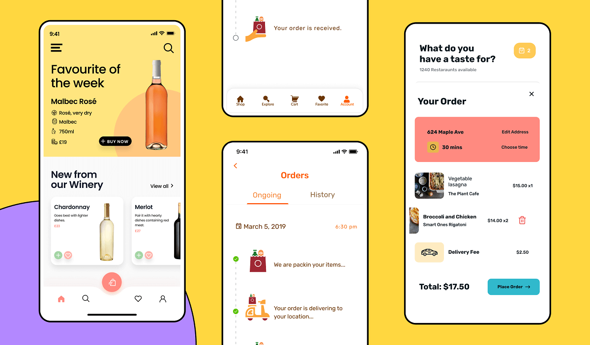 Food app screens