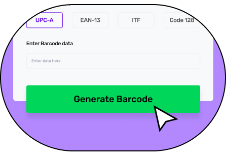 A form to generate a barcode highlighting a button in green “Generate Barcode”