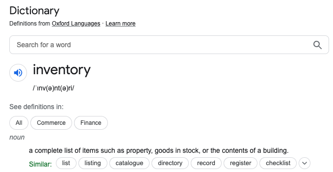google search result for inventory management