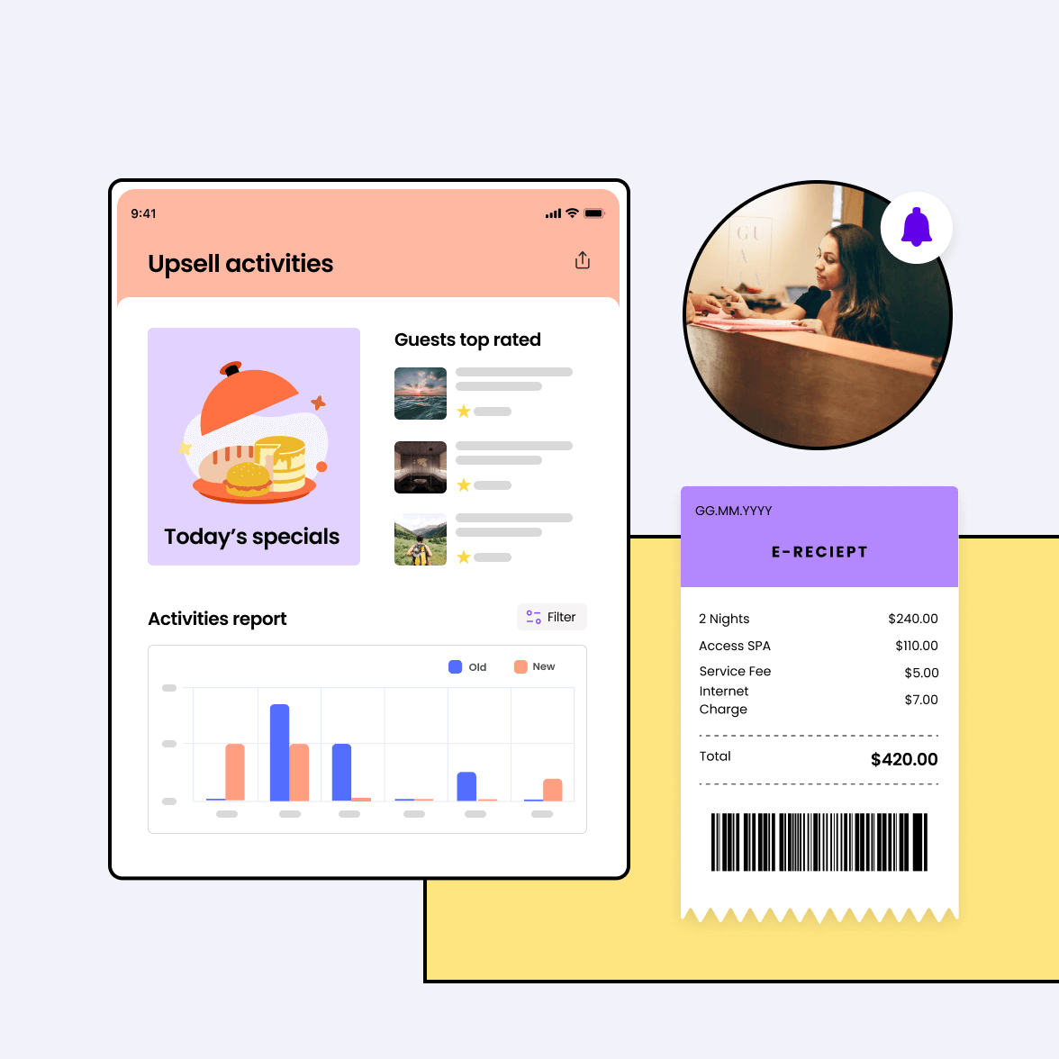 Hotel management software screens