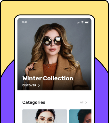Ecommerce app screen for women’s clothing store