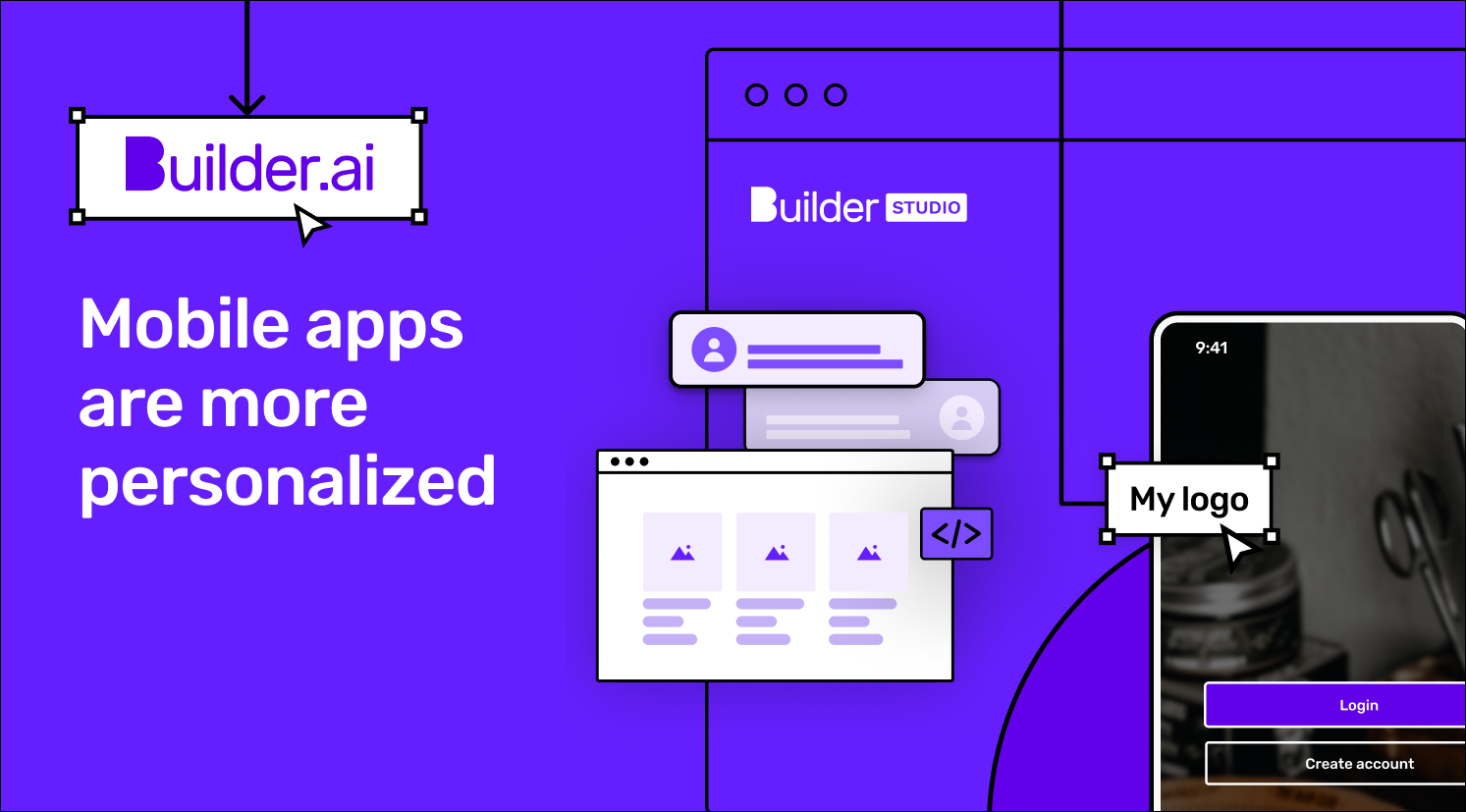 Mobile app screen with design illustration and icons