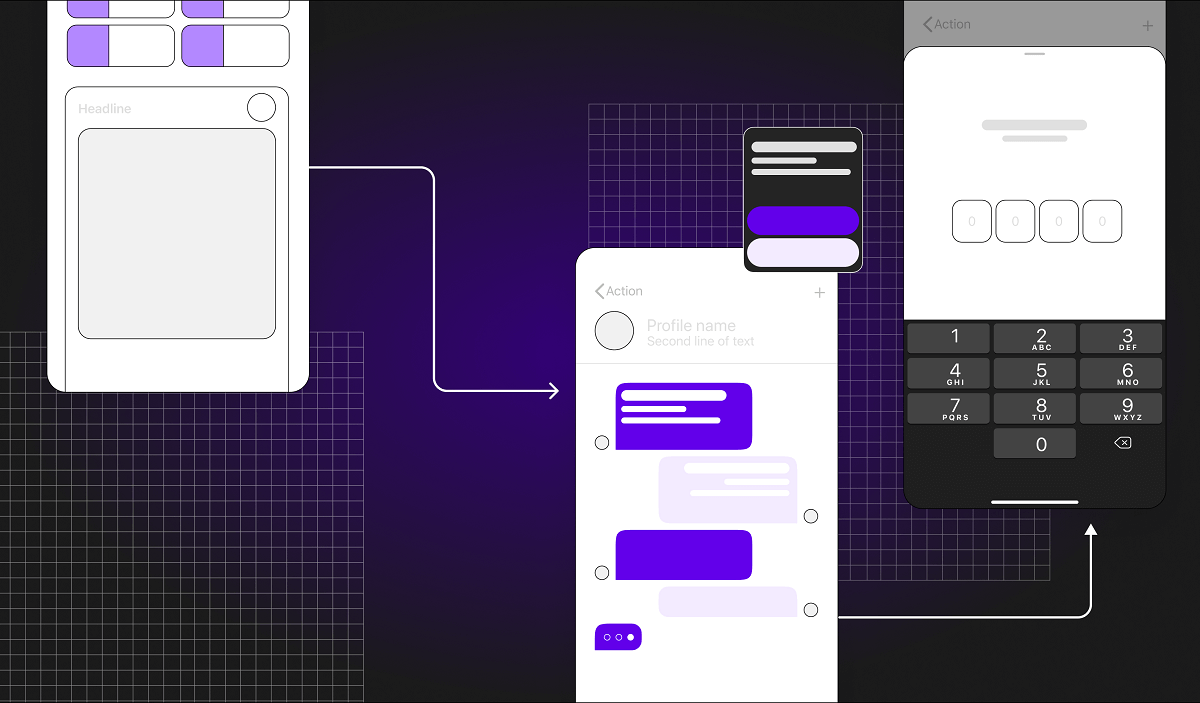 Mobile app prototypes with user journey mapping for mobile applications