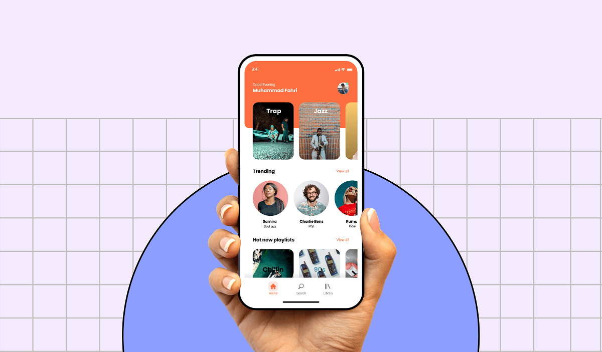 Music streaming app screen