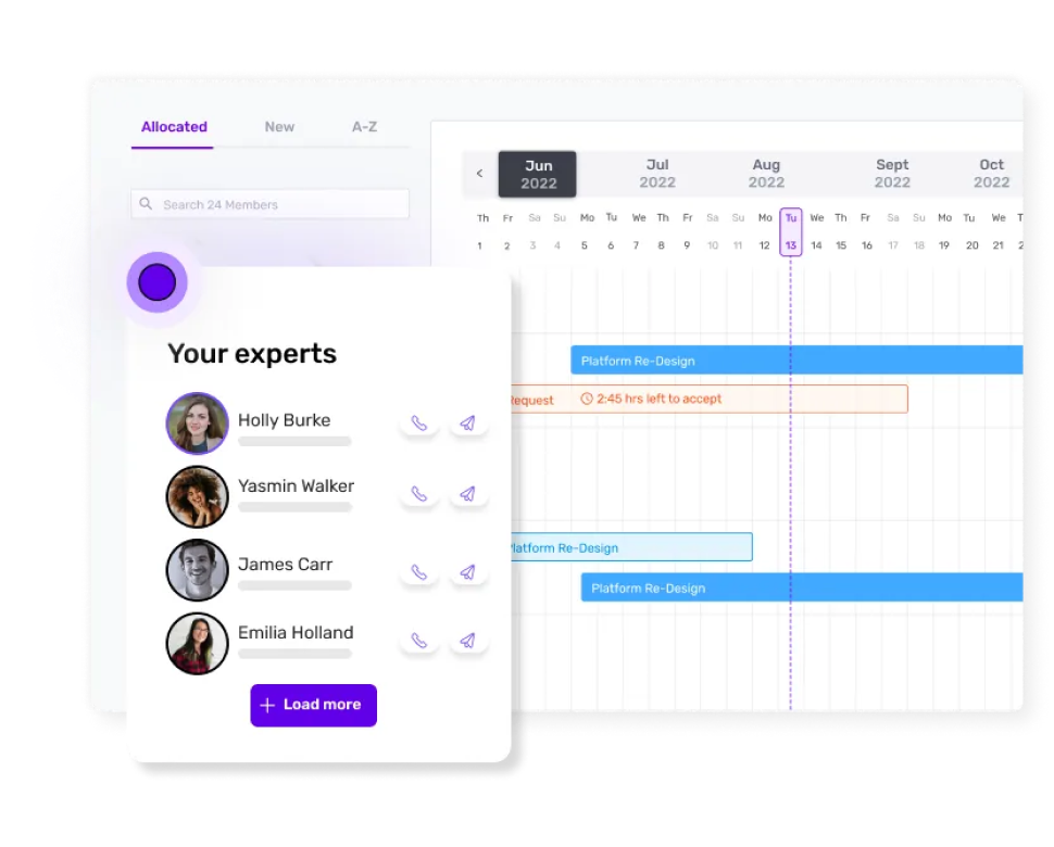 Builder.ai app development platform dashboard with project flow