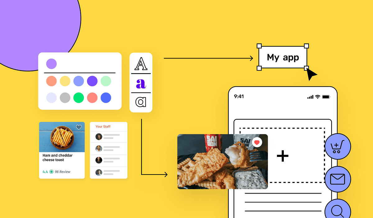 Food app development process illustration