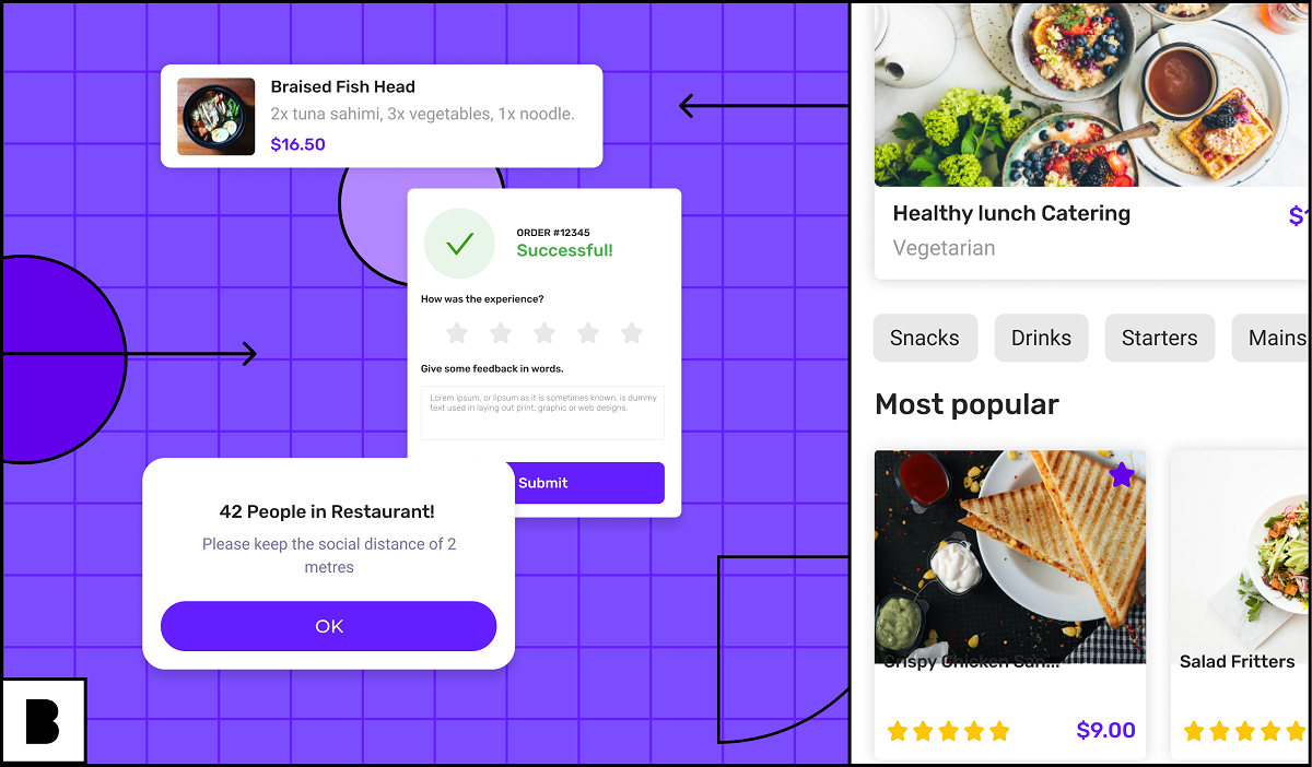 Restaurant app development illustration