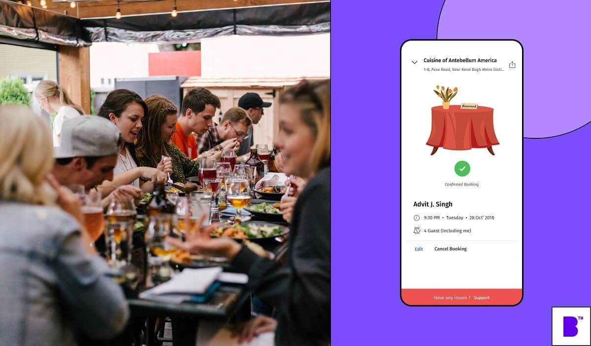 Restaurant reservation system app screens