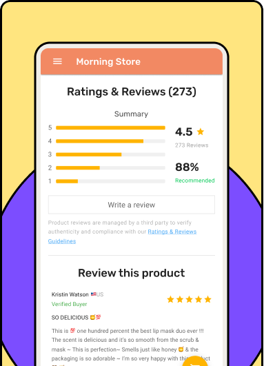 Business review and rating app screen