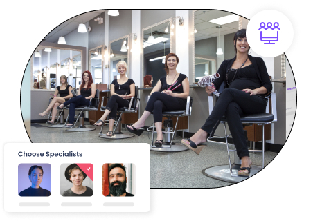 Salon specialists sitting in the salon