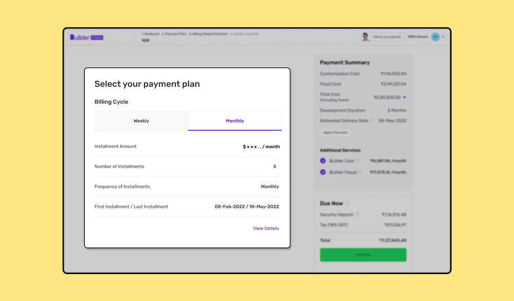 Selecting payment plan for your mobile app