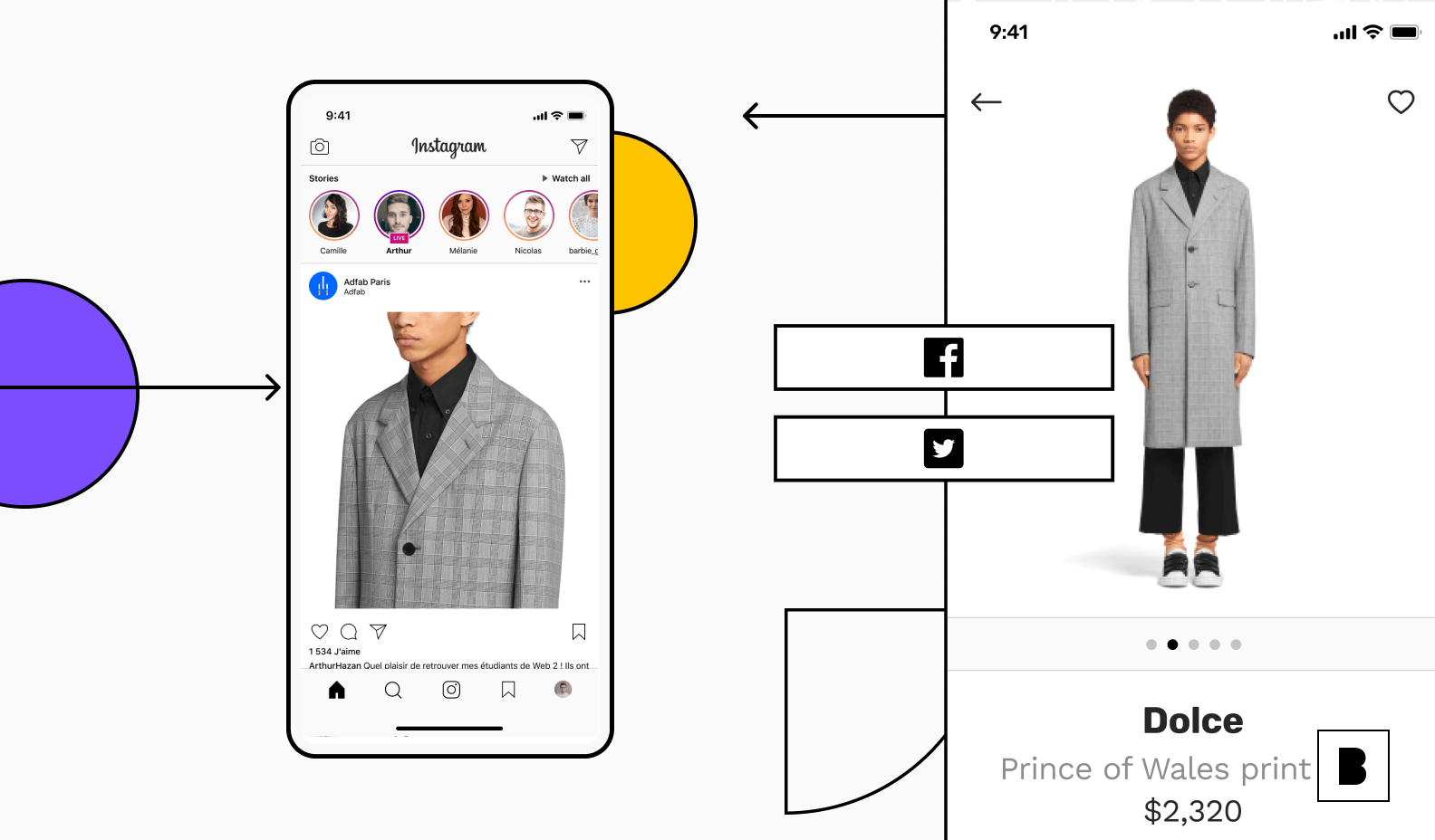 Social networking app - Instagaram illustration with social icons