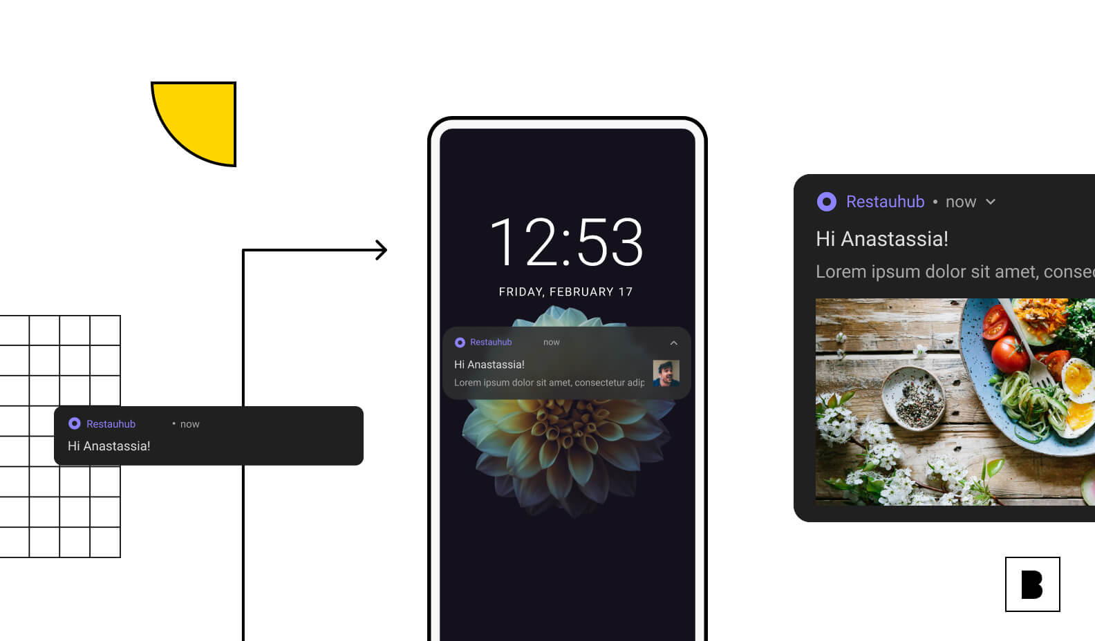 Push notifications on mobile app screens