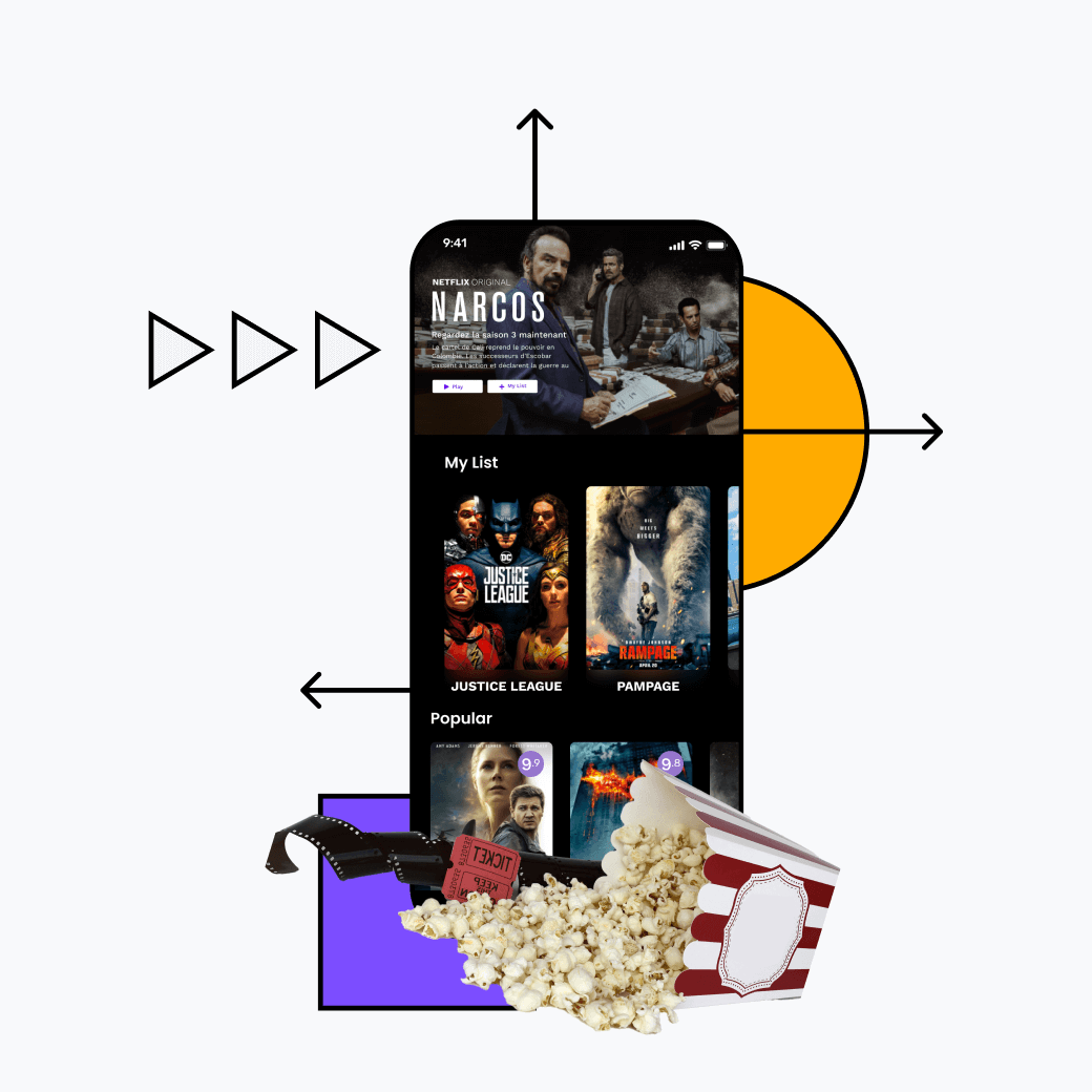 Video streaming app screen