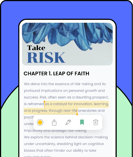 Audiobook app screen highlighting Chapter 1: Leap of Faith from take the risk book